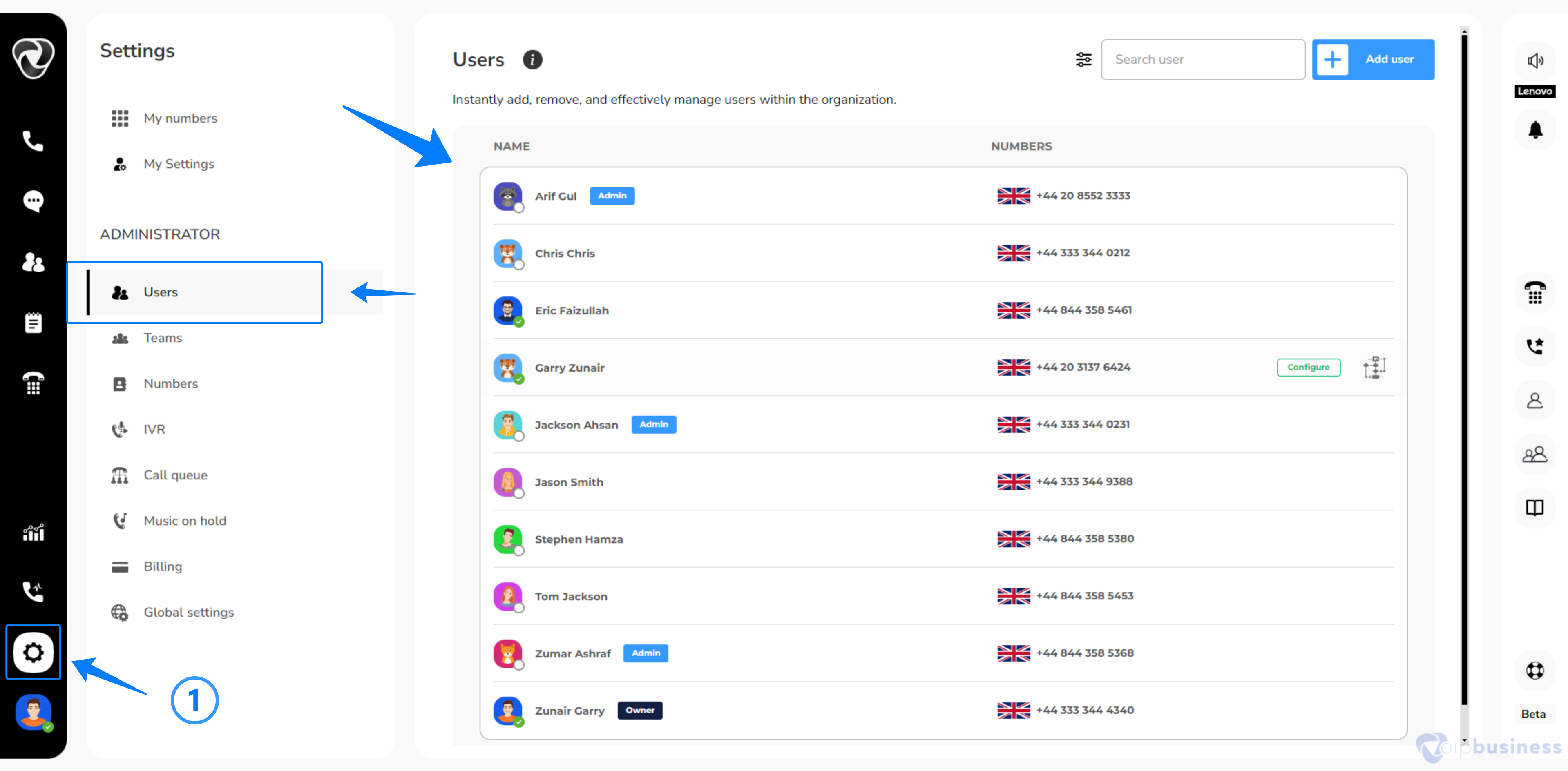 user list